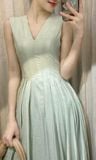  Ela Dress - Đầm Midi Cổ V Xếp Ly V09 