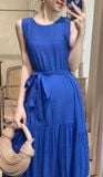 Angela Dress - Đầm xô lụa sát nách xanh biển D45 