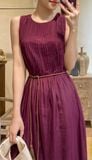  Calista Dress - Đầm xô lụa xếp ly ngực D743 