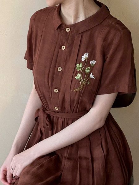  Nami Dress - Đầm Cổ Sen Thêu Tay E79 