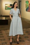 Rosie Dress - Đầm midi tweed cổ tim đắp chéo ngực tay ngắn D386 