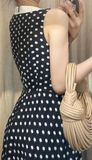  Đầm sát nách chấm bi đen phối cổ trắng D564 