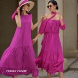  Đầm xô lụa trễ vai L34 