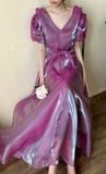  Helena Dress - Đầm Hoa Hồng Tay Phồng Q1013 