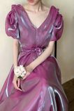  Helena Dress - Đầm Hoa Hồng Tay Phồng Q1013 