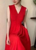  Ela Dress - Đầm Midi Cổ V Xếp Ly V09 