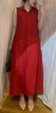  Dress - Đầm đỏ sát nách có cổ hàng cúc D040 