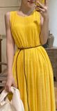  Calista Dress - Đầm xô lụa xếp ly ngực D743 