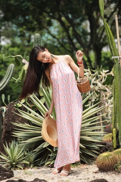  Vera Dress - Đầm cổ yếm in lá các màu - D725 