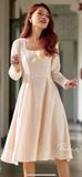  Katina  Dress - Đầm Tay Dài Cổ Vuông D042 