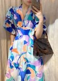  Đầm Lụa Hoạ Tiết - D05 