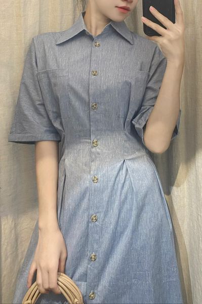  Đầm Sơ Mi Túi Trước 