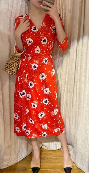  Alexandria Dress - Đầm đỏ hoa trắng D185 
