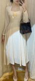  Katina  Dress - Đầm Tay Dài Cổ Vuông D042 