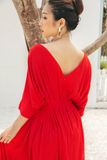  Cassidy Dress -  Đầm lụa đỏ xếp ly eo D412 