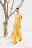  Fez Dress - Đầm xô lụa xếp ly vai D318 