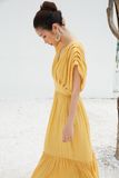  Fez Dress - Đầm xô lụa xếp ly vai D318 