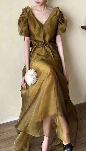  Helena Dress - Đầm Hoa Hồng Tay Phồng Q1013 