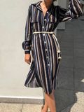 Rory Dress - Đầm sơ mi sọc đen D264 
