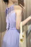  Lavender jumpsuit_ Jump yếm cột cổ - Tím D683 