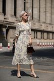  Melina Dress - Đầm voan in hoa có cúc - D01 