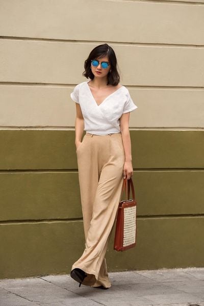  Áo linen đắp chéo quấn dây thắt eo A110 A111 