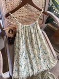 Đầm cổ yếm voan - in bông các màu D698 