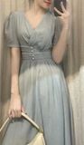  Lamie Dress - Đầm Cổ V Tay Ngắn E10 