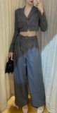  Raven Set - Set Quần Dài và Áo Vest Croptop 