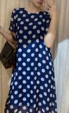  Charli Dress - Đầm midi voan chấm bi tay ngắn D176 