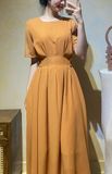  Eloise Dress - Đầm Tay Ngắn Xếp Ly Eo D938 
