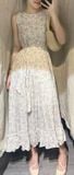  Blakely Dress - Đầm sát nách nền trắng in bông nâu  - D609 