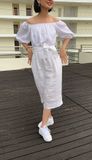  Raven Dress - Đầm linen trễ vai thắt nơ D306 D307 