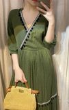  Liliana Dress - Đầm thổ cẩm viền trắng D597 