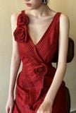  Dela Lace Dress - Đầm Cổ V Xẻ Tà V31 