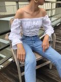  Áo trễ vai linen bo chun tay dài A89 A90 