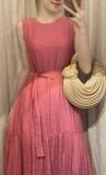  Gracie Dress - Đầm xô lụa sát nách hồng D054 