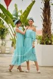  Angela Dress - Đầm xô lụa sát nách xanh biển D45 