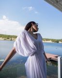  Fez Dress - Đầm xô lụa xếp ly vai D318 