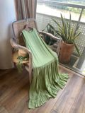  Ana Dress - Đầm xô lụa sát nách xanh lá D46 
