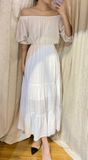  Laurel Dress - Đầm xô lụa trễ vai trắng D71 