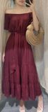  Macie Dress - Đầm trễ vai đỏ D60 