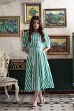  Aurora Dress - Đầm Tay Ngắn Kẻ Sọc Đai Eo D930 