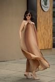  Everlee Dress - Đầm cổ yếm họa tiết kẻ nâu - D224 