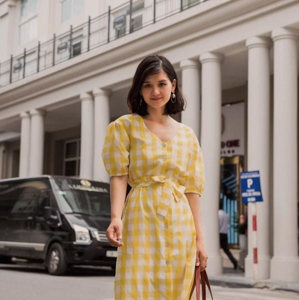  Celine Dress - Đầm kẻ caro vàng cotton D255 