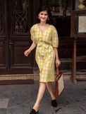  Celine Dress - Đầm kẻ caro vàng cotton D255 