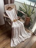  Blakely Dress - Đầm sát nách nền trắng in bông nâu  - D609 