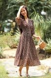  Melina Dress - Đầm voan in hoa có cúc - D01 