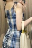  Adriana Dress - Đầm 2 dây caro chéo vạt  D968 