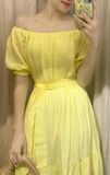  Krixi Dress - Đầm xô lụa trễ vai vàng D65 